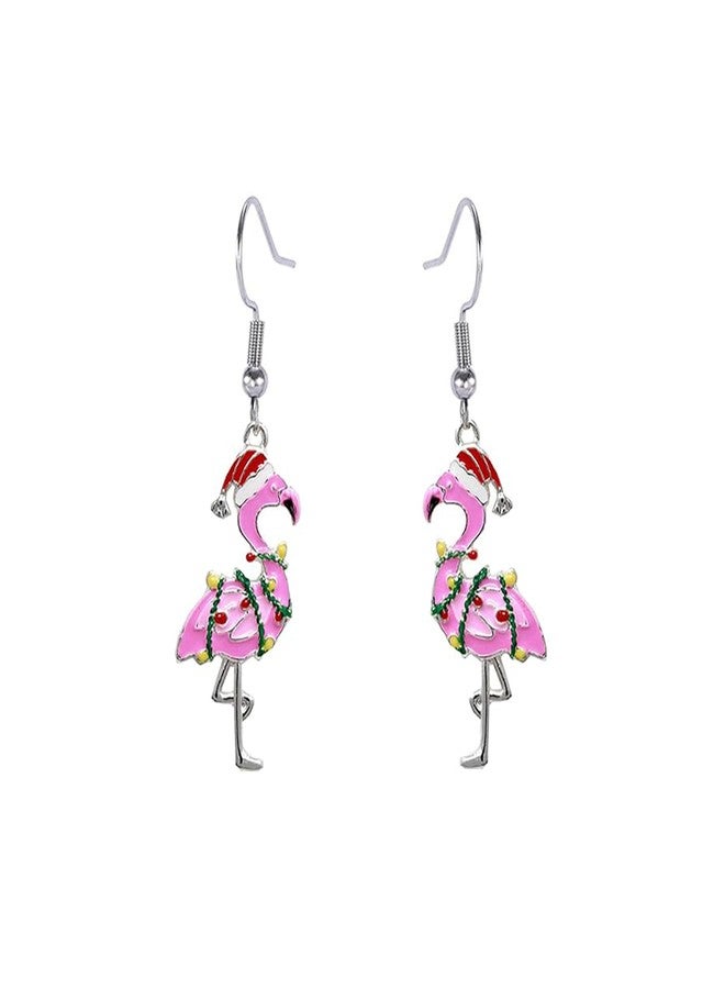 Decixde Flamingo Earrings Pink Flamingo Dangle Drop Earrings Christmas Dangle Earrings for Women (Pink) - Image 1